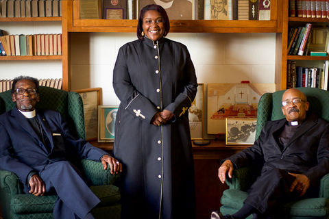 Clergy portrait in the library